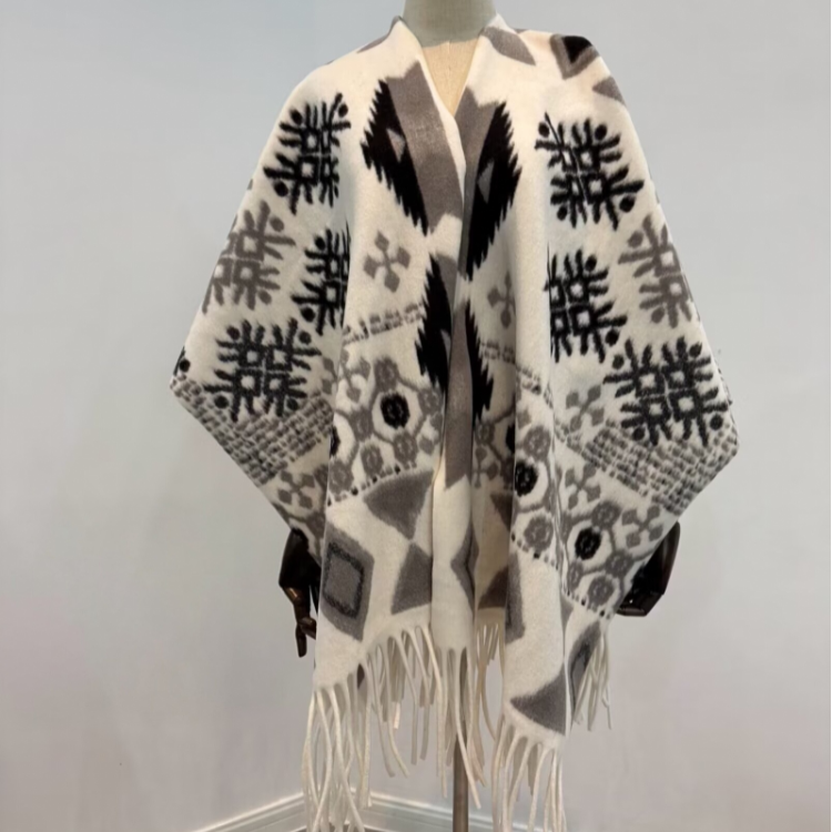 Cross-border scarf wholesale e-commerce live streaming supply chain supply diamond-shaped patterned snowflake anti-cashmere split shawls Item Picture