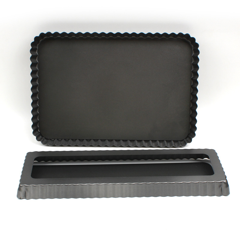 Square cake mold with lace and live bottom, large carbon steel baking tray, thickened non-stick chrysanthemum pie tray, baking mold for home use Specification image