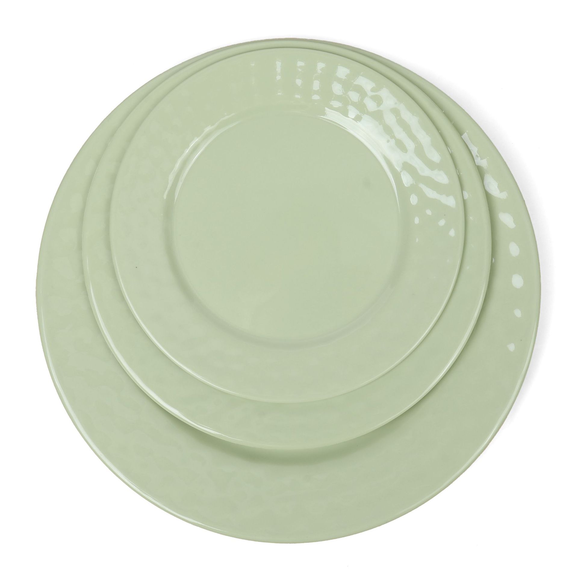 Green round melamine tableware, plastic imitation porcelain plates, melamine plates, buffet commercial bowls and plates Item Picture