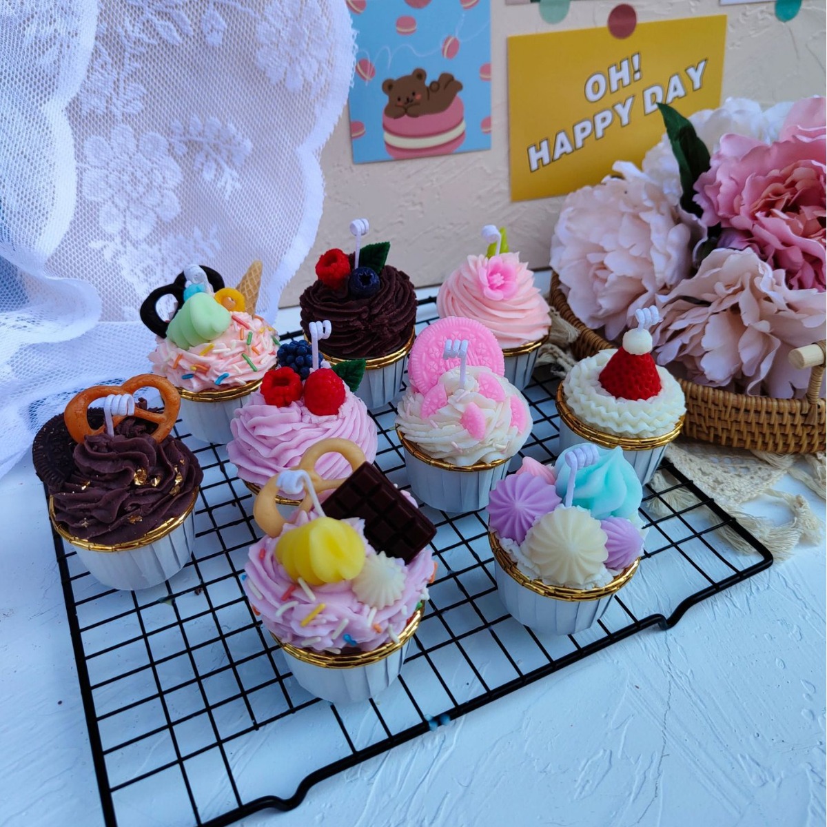 奶油纸杯蛋糕饼干棉花糖香薰蜡烛生日礼物伴手礼创意室内摆件道具