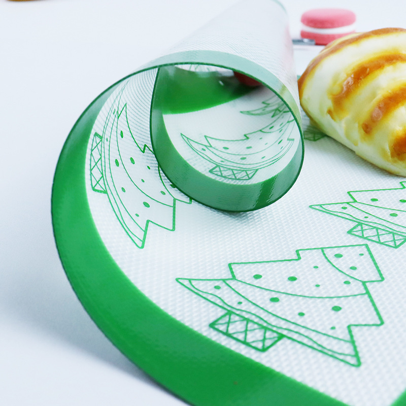 跨境圣诞树款硅胶烘焙不粘垫姜饼人铂金加厚硅胶耐温不粘烘焙烤垫