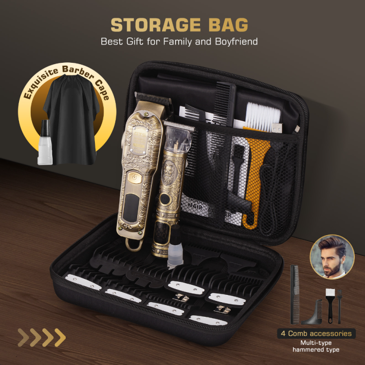 GTS-6017+GTS-1019 智能数显 专业多功能充电理发剪剃须刀套装