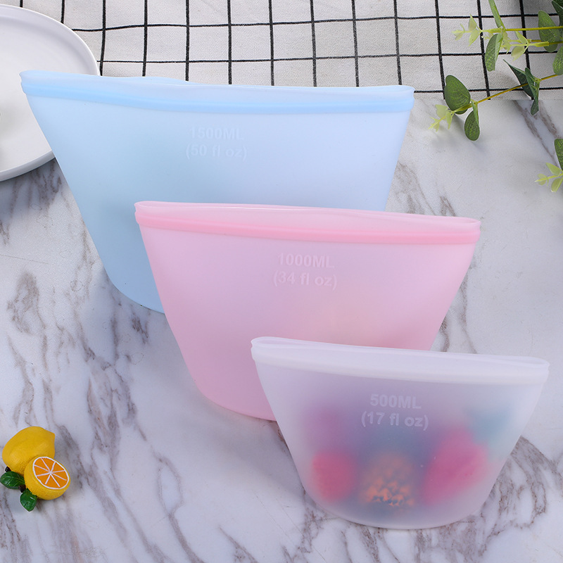Food-grade silicone sealed fresh-keeping bags, microwave heating bags for fruits and vegetables, refrigerator refrigeration sealed bags details Picture