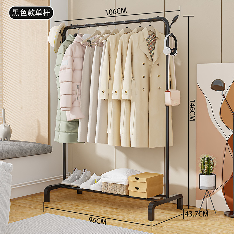 Factory direct delivery cross-border floor-standing clothes rack, vertical double-pole bedroom indoor simple household clothes drying rack, multi-functional type