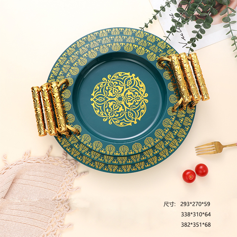 Round fruit plate, tea plate, set tray, dried fruit candy plate, tableware, plastic PET, living room, household, foreign trade, cross-border Item Picture