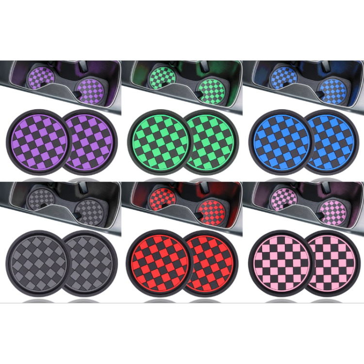 Creative water coasters for automobiles, thickened silicone grid pattern car coasters, personalized and universal car decorative coasters Specification image