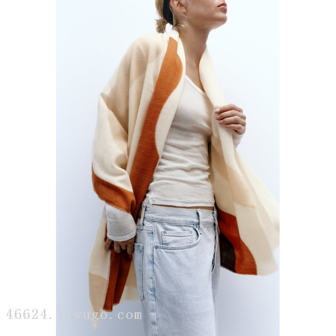 The new product of cross-border scarf wholesale e-commerce with water ripple printing is made of 60-count acrylic imitation cashmere Item Picture