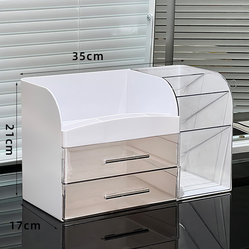 Cosmetics desktop storage box 2025 New model large-capacity dressing table, large-capacity storage rack for skin care products and makeup brushes Application Scenario