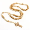 European and American natural wood beads, cross-shaped necklaces, wooden jewelry, hand-strung and woven cross-border jewelry wholesale Specification image