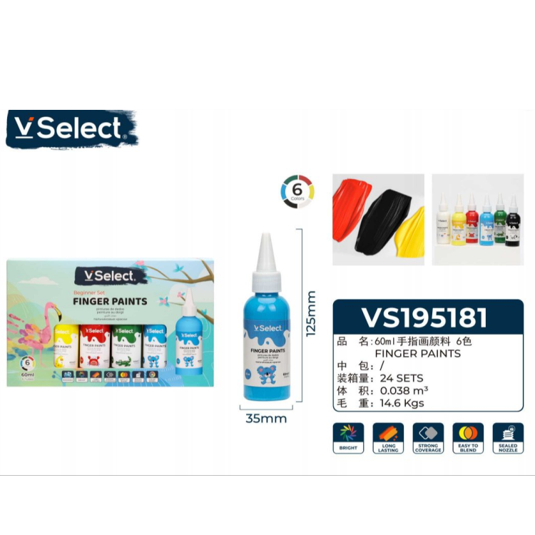 60ml Children's finger paint 6-color washable and non-toxic baby doodling early education handmade paint set Item Picture