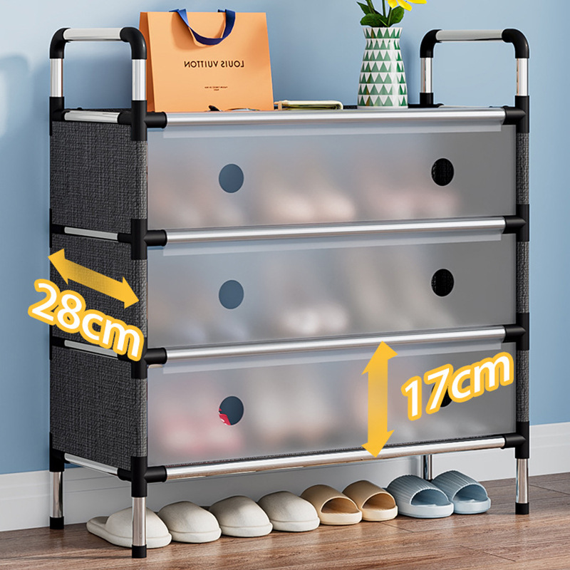 Estanterías de zapatos a prueba de polvo para alquiler de casa gabinete de zapatos simple para uso doméstico de varios pisos estanterías de almacenamiento en la puerta de entrada dormitorio edificio Item Picture