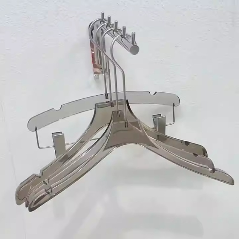 烟灰色透明亚克力水晶衣架服装店专用女装婚纱衣挂撑塑料衣架裤夹