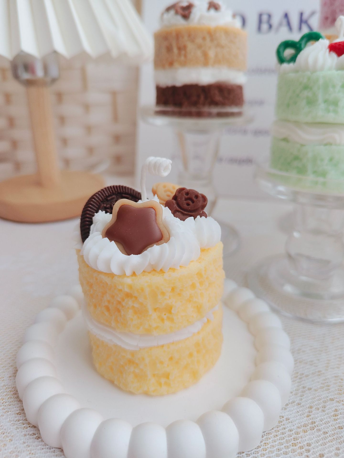 双层小蛋糕草莓蛋糕巧克力抹茶香薰蜡烛可爱伴手礼生日礼物圣诞白底实物图