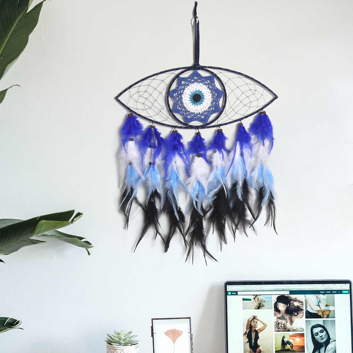 Cross-border best-selling Devil's Eye Home decoration Dreamcatcher, wall decoration, hanging decoration, room decoration Dreamcatcher details Picture