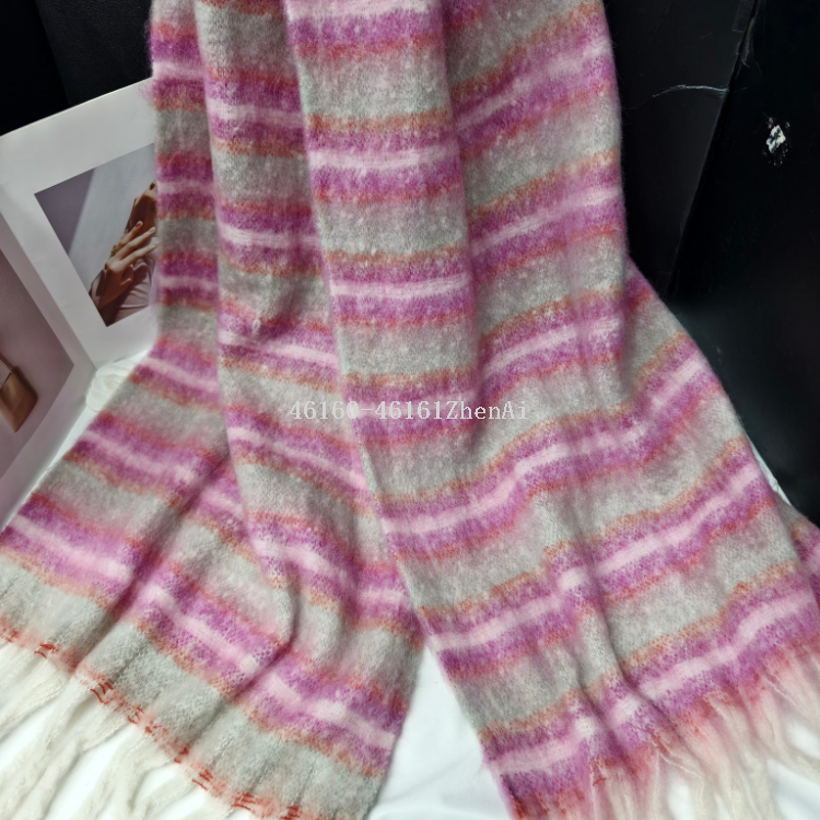 出口出口新款围巾批发电商直播供应链供货现货梦幻横条纹