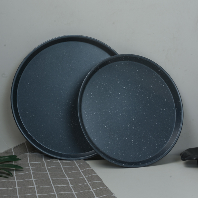 加厚披萨盘 9/10/11/12/14寸碳钢披萨烤盘 圆形不粘烘焙pizza烤盘