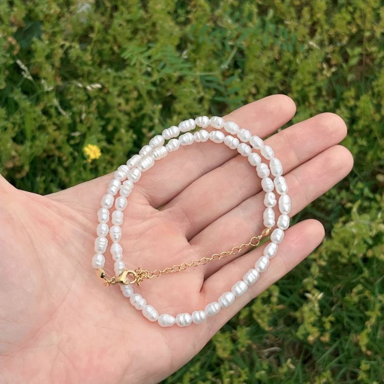 Yunyi Shijia Threaded Millet Pearl Necklace, double-wear bracelet, natural freshwater pearl, Taiyuan Iron and Steel accessories wholesale, versatile Specification image