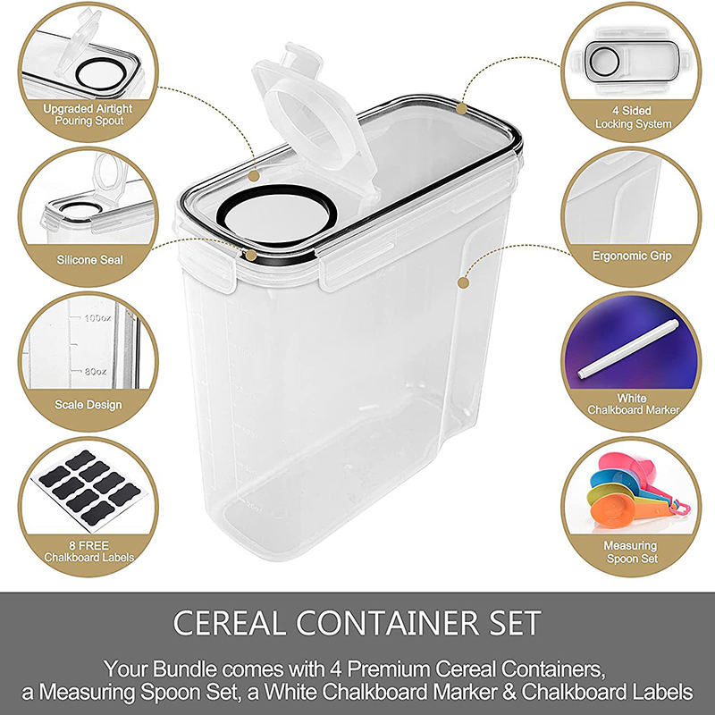 厨房储物罐食品密封保鲜防潮米桶罐五谷杂粮透明PP2.5L零食收纳罐