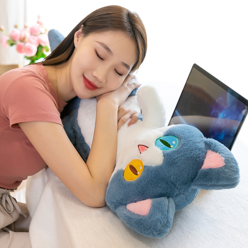 New long shark cat plush pillow, a cute gift for girls with heteropic eyes, and a cartoon plush toy doll details Picture