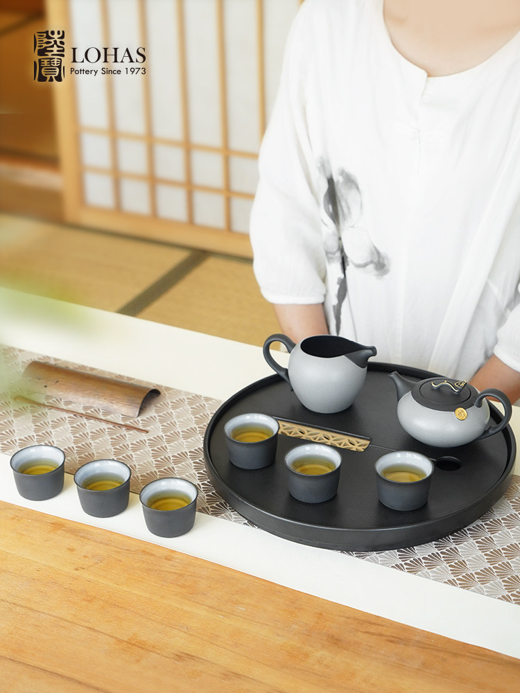 Lu Bao Ceramic Complete Set of Kung Fu Tea sets for home use, one pot and six cups, light luxury high-end tea sets, Jun Ruyi Tea Set Application Scenario