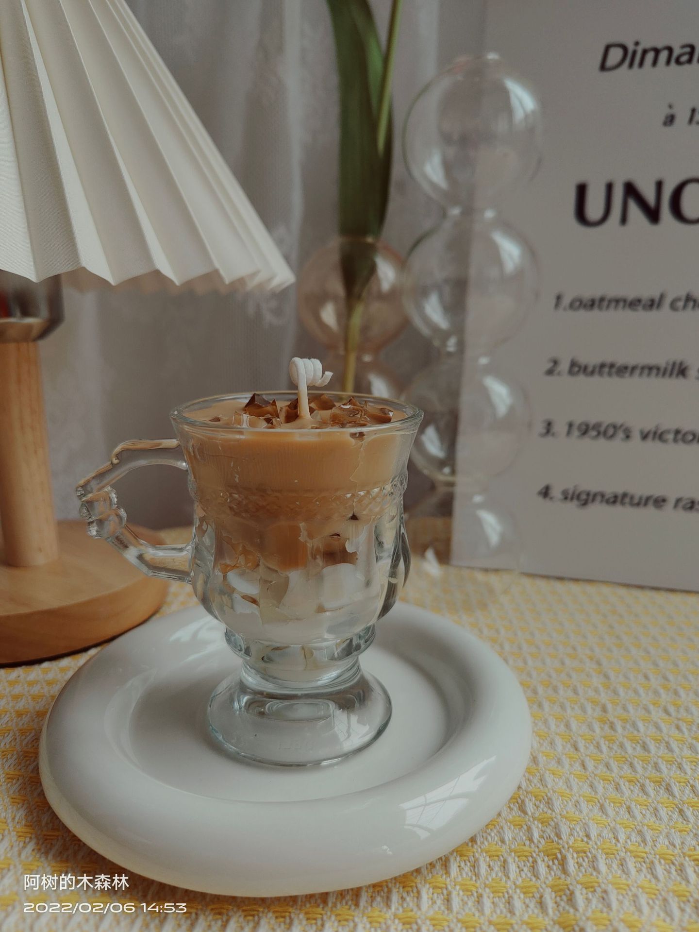 美式冰咖啡香薰蜡烛玻璃杯拿铁拍摄道具香氛摆件大豆蜡伴手礼物细节图