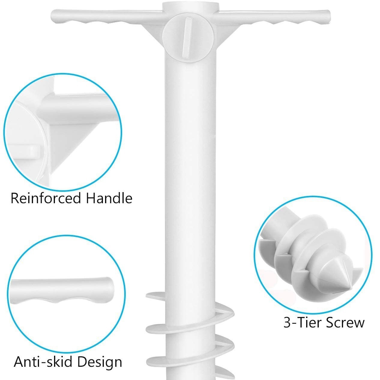 Parasol ABS helicoidal ground insert triple helicoidal ground insert conjunto de ganchos de cuatro esquinas para exterior a prueba de viento paraguas fijo beach ground insert Application Scenario