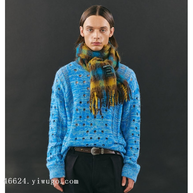 Cross-border scarf wholesale e-commerce live-streaming supply chain supply, Korean version small color checkered thick beard details Picture