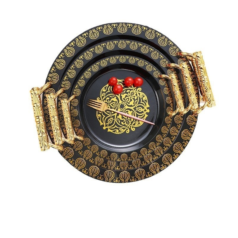 外贸现货轻奢高档水果盘托盘干果糖果盘子餐具pet塑料客厅家用白底实物图