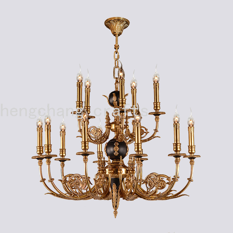 法国全铜灯艺术吊灯欧式烛光别墅休闲大厅复式客厅餐厅书房吊灯