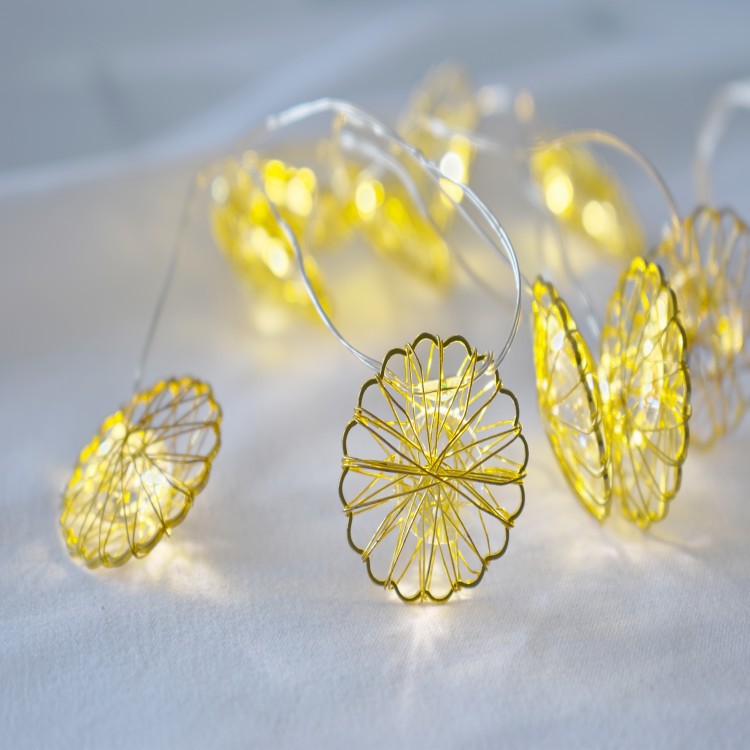 led爱心铜线灯串圣诞派对装饰电池盒铜线灯节日布置波波球串灯