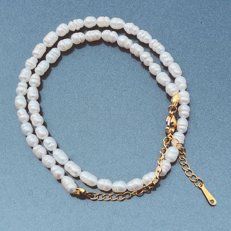 Yunyi Shijia Threaded Millet Pearl Necklace, double-wear bracelet, natural freshwater pearl, Taiyuan Iron and Steel accessories wholesale, versatile Item Picture