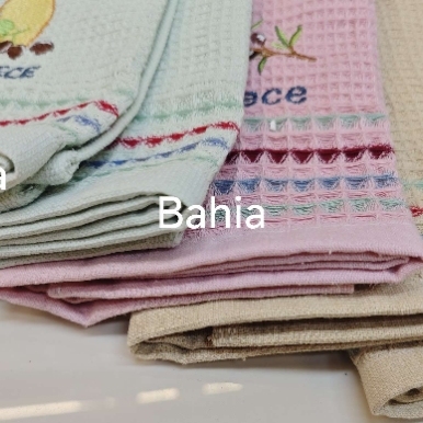 Embroidered small Waffle cotton tea towel details Picture