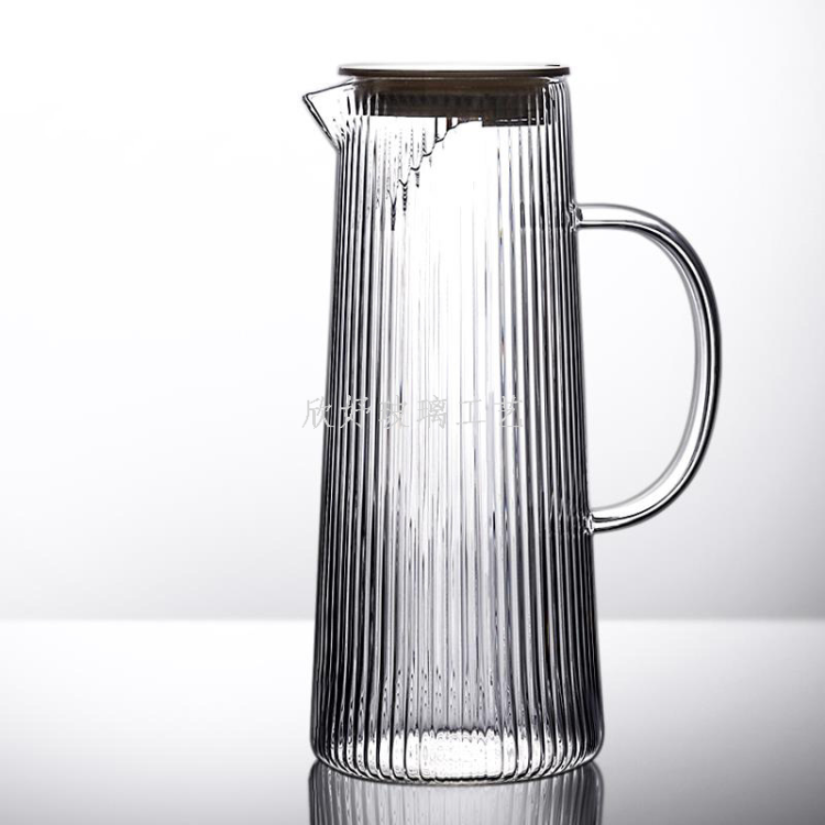 凉水壶家用耐高温玻璃果汁壶大容量竖条纹冷水壶