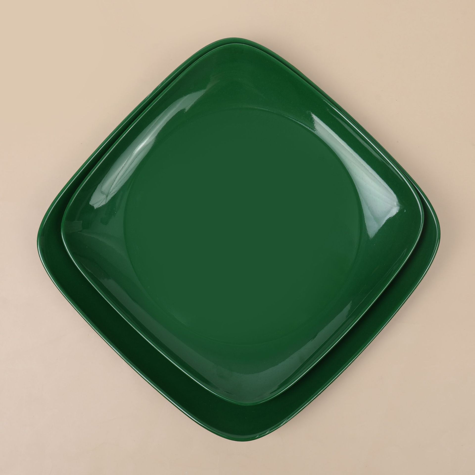 Green melamine tableware round plates, flat plates, deep plates, vegetable plates, dinner plates, Western plates, commercial imitation porcelain round plates Specification image