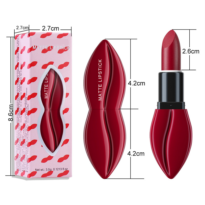 10-color vegan matte lipstick with moisturizing formula, smooth application, full coverage, and customizable logo available Item Picture