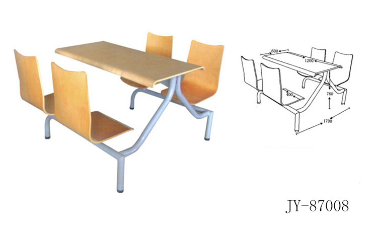 JY-87008四人位肯德基餐桌油漆餐桌多层板贴木皮