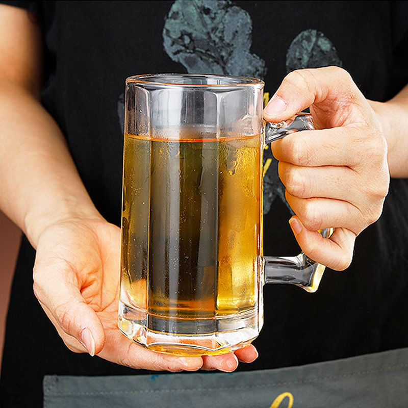 杯子/玻璃杯/带把玻璃水杯/太阳浮雕杯子/玻璃保温瓶产品图
