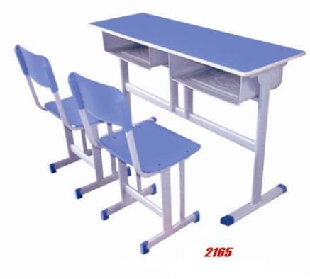 Double fixed desks and chairs
