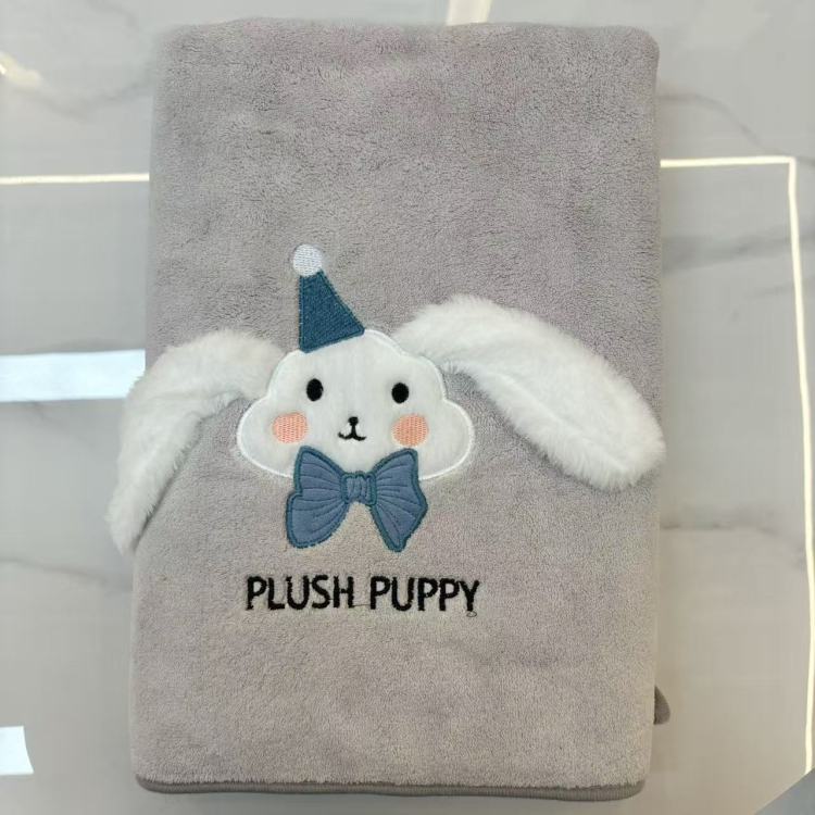 Thickened, soft and comfortable plush cartoon embroidered bath towel, 70*140cm Specification image