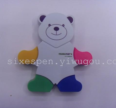 Four-color ribbon brush, printable LOGO teddy bear gift highlighter
