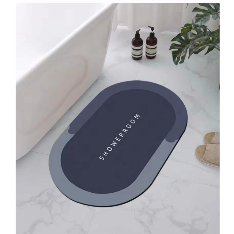 Diatom mud water-absorbing oval floor mat, anti-slip soft foot mat for bathroom door, quick-drying carpet, toilet mat Application Scenario