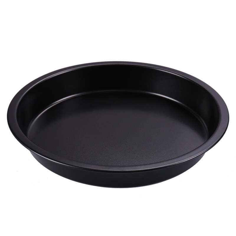 Factory direct sales of 6-14 inch non-stick pizza trays, black carbon steel pizza molds, baking pizza trays, baking molds Specification image