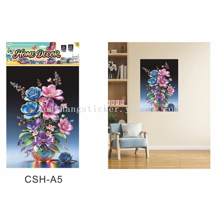 8 selectable waterproof self-adhesive wall stickers with colorful flower bouquets for the living room entrance decoration poster Application Scenario