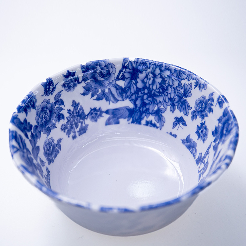 Cross-border Z28-001 colored plastic plates, round plates, melamine plates, bowls, plates, large, medium and small 4pc Specification image