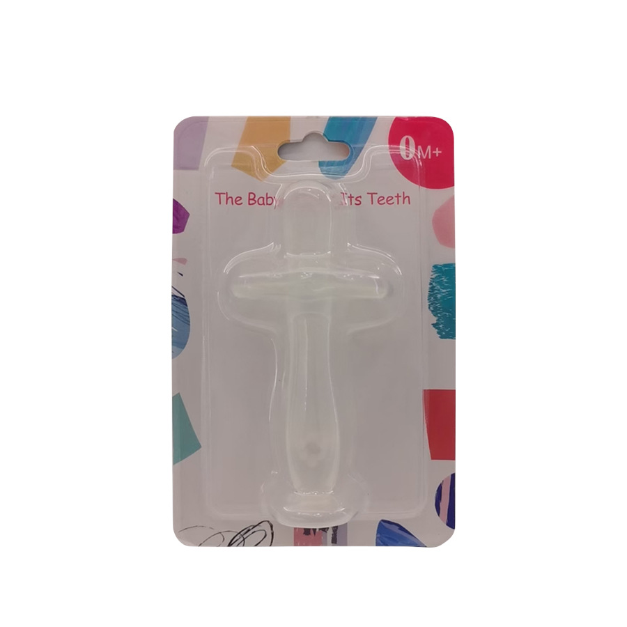 Tarjeta en inglés bebé dental adhesivo de silicona bebé pacificador de molar juguete recién nacido período de dentición silicona molar stick Item Picture