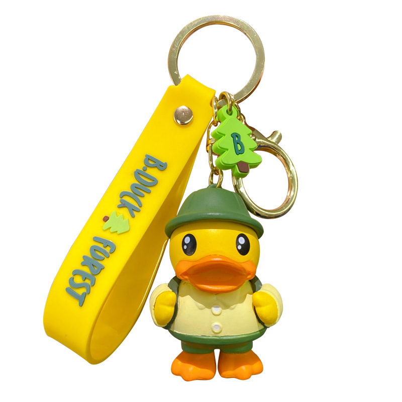 Song Jin Cartoon Duck keychain, green background, beige and orange three-color lanyard, ocean style figurine, World Cup edition Application Scenario