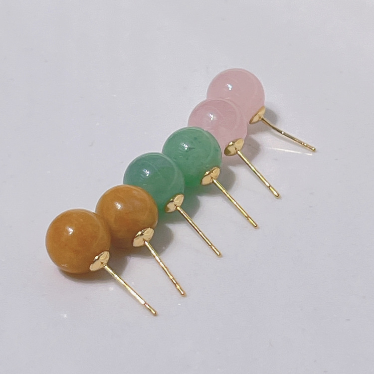 云逸饰家 多巴胺彩色天然石时尚银镀18k金耳钉2025年爆款精致高级甜美百搭