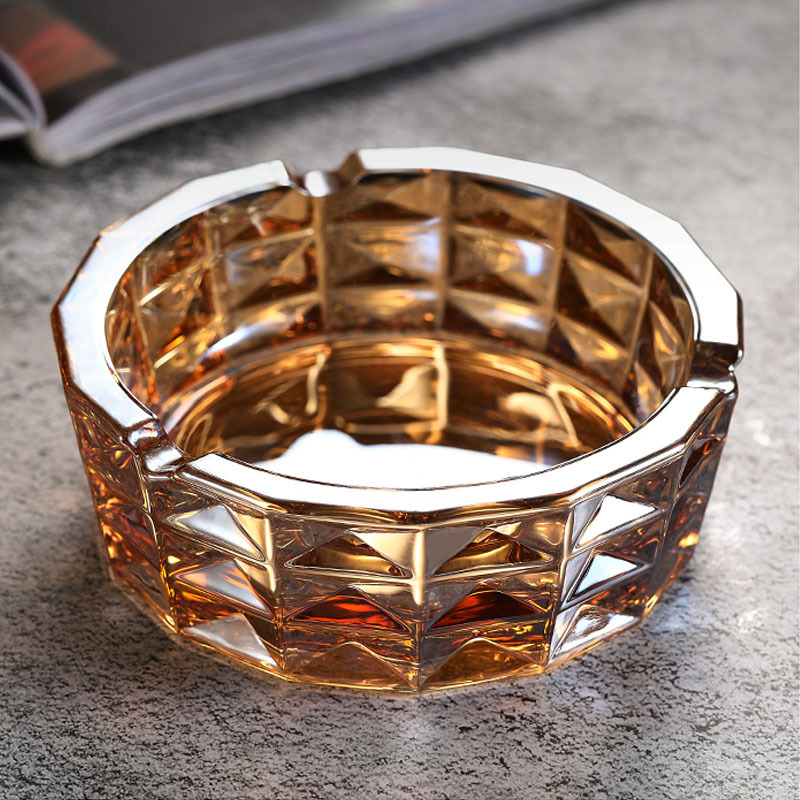 简约家用客厅创意高档水晶电镀烟缸办公室酒吧大号烟灰缸北欧轻奢细节图