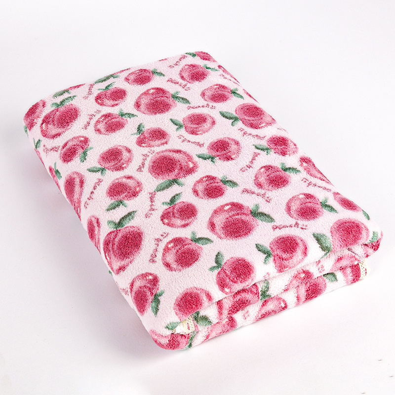 洗浴四件套 卡通水蜜桃公主帽浴巾干发帽 珊瑚绒吸水速干可穿浴裙