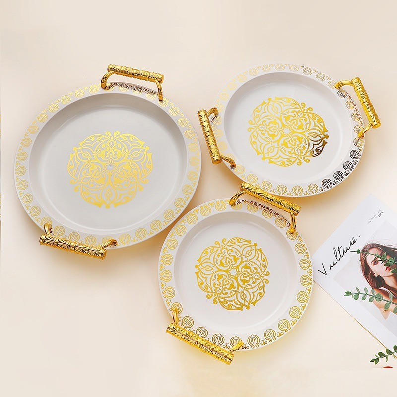 外贸现货轻奢高档水果盘托盘干果糖果盘子餐具pet塑料客厅家用细节图